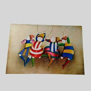 Signed J. Roybal Painting On Canvas, 36" Large Colorful Art, Vintage 1970s Decor